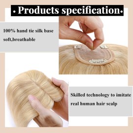 MY-LADY 150% Density Human Hair Toppers Without Bangs For Women 10 Inch (no bangs) 18/613 Light Ash Blonde with Bleach Blonde Silk Base Clip in Toppers Top Hair Pieces for Thinning Hair Hair Loss MY-LADY 150% Density Human Hair Toppers Without Bangs For Women 10 Inch (no bangs) 18/613 Light Ash Blonde with Bleach Blonde Silk Base Clip in Toppers Top Hair Pieces for Thinning Hair Hair Loss