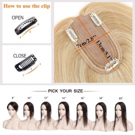 MY-LADY 150% Density Human Hair Toppers Without Bangs For Women 10 Inch (no bangs) 18/613 Light Ash Blonde with Bleach Blonde Silk Base Clip in Toppers Top Hair Pieces for Thinning Hair Hair Loss MY-LADY 150% Density Human Hair Toppers Without Bangs For Women 10 Inch (no bangs) 18/613 Light Ash Blonde with Bleach Blonde Silk Base Clip in Toppers Top Hair Pieces for Thinning Hair Hair Loss