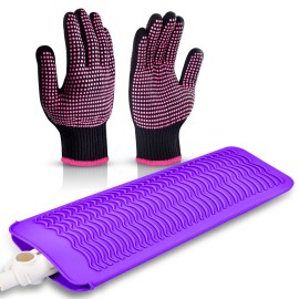 IKOCO Heat Gloves for Hair Styling, 2Pcs Heat Resistant Gloves with Silicone Mat Pouch for Curling Iron, Flat Iron, Straightener, Hot Hair Tools IKOCO Heat Gloves for Hair Styling, 2Pcs Heat Resistant Gloves with Silicone Mat Pouch for Curling Iron, Flat Iron, Straightener, Hot Hair Tools