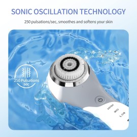COSBEAUTY Face Scrubber Exfoliator Sonic Facial Cleansing Brush with 5 Interchangeable Brush Head,Face Brush Cleanser for Men IPX7 Waterproof,Wireless Rechargeable for Massaging,Deep Cleansing(White) COSBEAUTY Face Scrubber Exfoliator Sonic Facial Cleansing Brush with 5 Interchangeable Brush Head,Face Brush Cleanser for Men IPX7 Waterproof,Wireless Rechargeable for Massaging,Deep Cleansing(White)