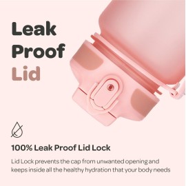 Hydracy Water Bottle with Times to Drink & Straw - Large 32 Oz BPA Free Motivational Water Bottle & No Sweat Sleeve -Leak Proof Gym Bottle with Time Marker - Ideal for Fitness, Sports & Outdoors