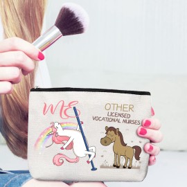 Christmas Gifts for LVN Nurse,LVN Nurse Zipper Makeup Bag Cosmetic Pouch,LVN Travel Toiletry Pouch Organizer Bag,LVN Nurse Compact Mirror,License Vocational Nurse Gifts,LVN Gifts