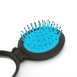 NuAngela Mini Hairbrush, Folding Hair Brush With Mirror Set, Compact Pocket Size, Travel Pop Up Hair Comb, Easy Keep in Purse, Gym Car Bag (2 Count (Pack of 1), Green Blue) NuAngela Mini Hairbrush, Folding Hair Brush With Mirror Set, Compact Pocket Size, Travel Pop Up Hair Comb, Easy Keep in Purse, Gym Car Bag (2 Count (Pack of 1), Green Blue)