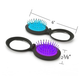 NuAngela Mini Hairbrush, Folding Hair Brush With Mirror Set, Compact Pocket Size, Travel Pop Up Hair Comb, Easy Keep in Purse, Gym Car Bag (2 Count (Pack of 1), Green Blue) NuAngela Mini Hairbrush, Folding Hair Brush With Mirror Set, Compact Pocket Size, Travel Pop Up Hair Comb, Easy Keep in Purse, Gym Car Bag (2 Count (Pack of 1), Green Blue)