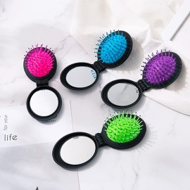 NuAngela Mini Hairbrush, Folding Hair Brush With Mirror Set, Compact Pocket Size, Travel Pop Up Hair Comb, Easy Keep in Purse, Gym Car Bag (2 Count (Pack of 1), Green Blue) NuAngela Mini Hairbrush, Folding Hair Brush With Mirror Set, Compact Pocket Size, Travel Pop Up Hair Comb, Easy Keep in Purse, Gym Car Bag (2 Count (Pack of 1), Green Blue)