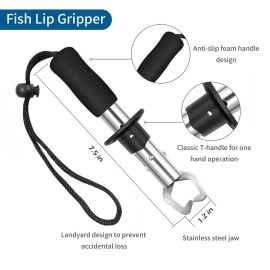 Bombrooster Fishing Tool Kit - 4PCS Landing Net, Pliers, Fish Gripper & Hook Remover for Kayak, Saltwater & Freshwater Anglers