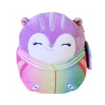 Official KellyToy Squishmallows 8 Sleepy Pajamas Winter Release Plush Stuffed Toy (Sydnee Squirrel Rainbow Shirt)
