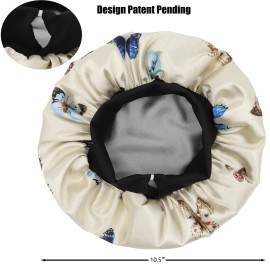 SENGTERM Kids Satin Bonnet Double Layer Wide Elastic Band Sleep Cap Hair Bonnet Silky Night Cap for Girls Toddler Child