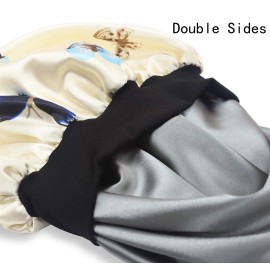 SENGTERM Kids Satin Bonnet Double Layer Wide Elastic Band Sleep Cap Hair Bonnet Silky Night Cap for Girls Toddler Child