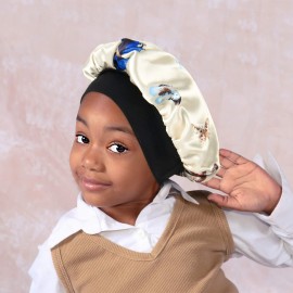 SENGTERM Kids Satin Bonnet Double Layer Wide Elastic Band Sleep Cap Hair Bonnet Silky Night Cap for Girls Toddler Child