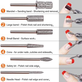 6pcs Nail Drill Bits for Machine Replacement 3/32 Shank Size Acrylic Art Acrylic Nail Tools 6pcs Nail Drill Bits for Machine Replacement 3/32 Shank Size Acrylic Art Acrylic Nail Tools