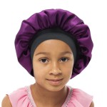 SENGTERM Kids Satin Bonnet Double Layer Wide Elastic Band Sleep Cap Hair Bonnet Silky Night Cap for Girls Toddler Child