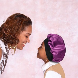 SENGTERM Kids Satin Bonnet Double Layer Wide Elastic Band Sleep Cap Hair Bonnet Silky Night Cap for Girls Toddler Child