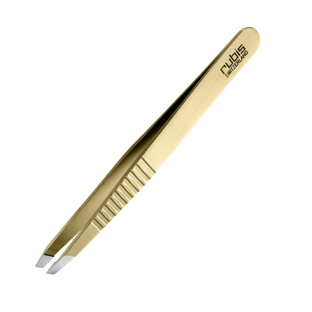 Rubis Classic Stainless Steel Slanted Tweezers with Pro Grip for Precise Eyebrows and Hair Removal, 1K103PGGOLD, Gold, The Gold Collection,Rubis Switzerland Swiss Made World Renowned Precision Rubis Classic Stainless Steel Slanted Tweezers with Pro Grip for Precise Eyebrows and Hair Removal, 1K103PGGOLD, Gold, The Gold Collection,Rubis Switzerland Swiss Made World Renowned Precision