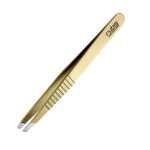 Rubis Classic Stainless Steel Slanted Tweezers with Pro Grip for Precise Eyebrows and Hair Removal, 1K103PGGOLD, Gold, The Gold Collection,Rubis Switzerland Swiss Made World Renowned Precision
