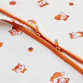 DaysU Baby Sleep Sack 0-6 Months, 100% Cotton Unisex Wearable Blanket, 2-Way Zipper TOG 0.5, Breathable Lightweight Sleeping Bag 2 Pack, Fox, Small