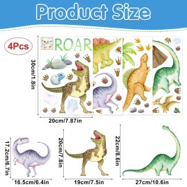Dinosaur Wall Decals Glow in The Dark Dinosaur Wall Stickers Watercolor Dinosaur Decal Large Removable Vinyl Dino Wall Decals for Boys Bedroom Kids Girls Baby Nursery Playroom Living Room Wall Decor