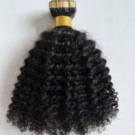 QIRUI Tape in Hair Extensions Human Hair Afro Kinky Curly 40pcs 100g Natural Color Skin Weft 4B 4C Tape in Hair Extensions 18Inch