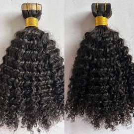 QIRUI Tape in Hair Extensions Human Hair Afro Kinky Curly 40pcs 100g Natural Color Skin Weft 4B 4C Tape in Hair Extensions 18Inch
