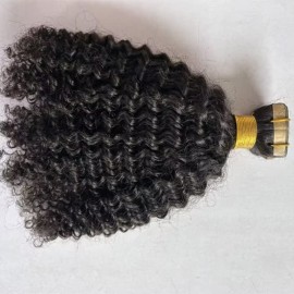 QIRUI Tape in Hair Extensions Human Hair Afro Kinky Curly 40pcs 100g Natural Color Skin Weft 4B 4C Tape in Hair Extensions 18Inch