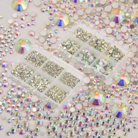 NCB 8000pcs Non Hotfix Rhinestones 10 Sizes Flatback Crystal Glass Rhinestones with Tweezers and Picking Pen for Nail Art Clothes Bags Phone Decorations Crafts DIY (001ab Crystal AB Mix SS3-SS30) NCB 8000pcs Non Hotfix Rhinestones 10 Sizes Flatback Crystal Glass Rhinestones with Tweezers and Picking Pen for Nail Art Clothes Bags Phone Decorations Crafts DIY (001ab Crystal AB Mix SS3-SS30)