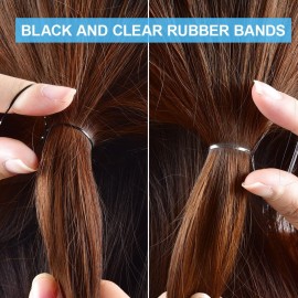 Topsy Tail Hair Tool Set by IKOCO - 400pcs Hair Bands, 2pcs Loop Styling Tools, Rat Tail Comb, (200pcs Each) Clear and Black Elastics
