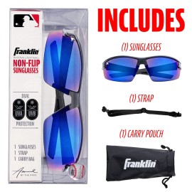 Franklin Sports Rectangular Non Flip Sunglasses, Black, 72mm