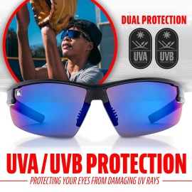 Franklin Sports Rectangular Non Flip Sunglasses, Black, 72mm