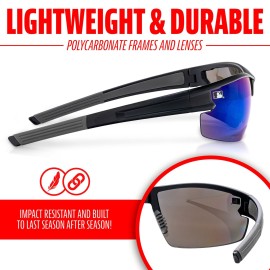 Franklin Sports Rectangular Non Flip Sunglasses, Black, 72mm