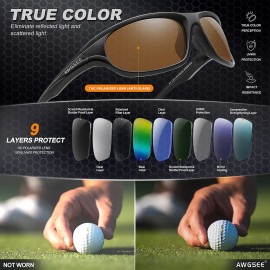 AWGSEE Polarized Sports Sunglasses for Men,TR90 Unbreakable Frame Sunglasses for Fishing Driving Cycling UV400 Protection