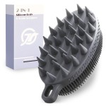 FREATECH 2-in-1 Silicone Body Scrubber - Bath Shower Body Brush and Shampoo Brush Scalp Massager Exfoliator, Deep Cleanse Skin & Hair, Lathers Well, Easy to Clean and Long-Lasting, Black