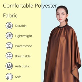 Iusmnur Barber Cape, Professional Hair Salon Cape with Adjustable Metal Clip, Shampoo Hair Cutting Cape for Barbers and Stylists - 55 x 63 inches (Brown) Iusmnur Barber Cape, Professional Hair Salon Cape with Adjustable Metal Clip, Shampoo Hair Cutting Cape for Barbers and Stylists - 55 x 63 inches (Brown)