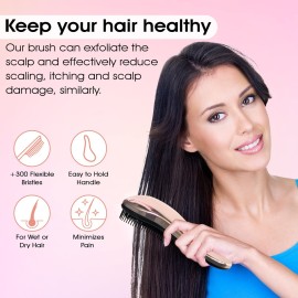 Electroplated Detangling Hair Brush with Smooth Handle for All Hair Types and Styles-Ideal for Adults and Kids, Natural, Curly Straight Wet or Dry Hair- Rose gold Styling Brush