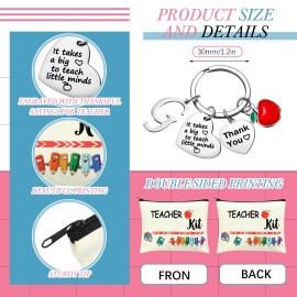 MTLEE 2 Pcs Christmas Teacher Appreciation Gift Women Teacher Kit Present Women Makeup Pouch Cosmetic Bag Thank You Keychain(G Shape)