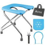 BLIKA U Shaped Portable Toilet for Camping, 400LBS XL Stainless Steel Truck Toilet, Folding Portable Potty for Adults, RoadTrip, Travel, Car