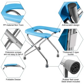 BLIKA U Shaped Portable Toilet for Camping, 400LBS XL Stainless Steel Truck Toilet, Folding Portable Potty for Adults, RoadTrip, Travel, Car