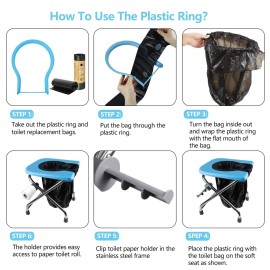 BLIKA U Shaped Portable Toilet for Camping, 400LBS XL Stainless Steel Truck Toilet, Folding Portable Potty for Adults, RoadTrip, Travel, Car