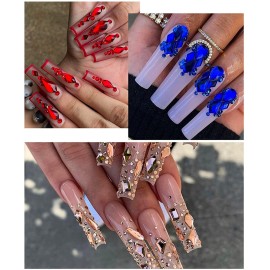 JERCLITY 1620pcs Flat Back Jet Black Nail Rhinestones Red Nail Rhinestones Round Beads Crystals Glass Gems Multi Shapes Sizes with Picking Pen for Crafts Nail Face Art Clothes Shoes Bags DIY