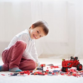 Gynthias 1/12 Classic Farm Tractor Toys Building Blocks Set Endless Fun for Kids with A Collection of Tractor Toys to Building Your Own 302Pcs Classic Red Farm Tractor