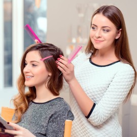 15-Piece Boar Bristle Brush Set with Fluffy Brush, Rat Tail Comb, Triple Teasing Comb, Dual Edge Brush, and 10 Duckbill Clips for Women (Pink and Black)