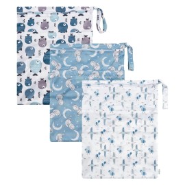 babygoal Wet Dry Bags for Baby Cloth Diapers, Washable Travel Bags, Beach, Pool, Gym Bag for Swimsuits & Wet Clothes with Two Zippered Pockets 3 Pack, 3LN28 babygoal Wet Dry Bags for Baby Cloth Diapers, Washable Travel Bags, Beach, Pool, Gym Bag for Swimsuits & Wet Clothes with Two Zippered Pockets 3 Pack, 3LN28