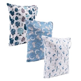 babygoal Wet Dry Bags for Baby Cloth Diapers, Washable Travel Bags, Beach, Pool, Gym Bag for Swimsuits & Wet Clothes with Two Zippered Pockets 3 Pack, 3LN28 babygoal Wet Dry Bags for Baby Cloth Diapers, Washable Travel Bags, Beach, Pool, Gym Bag for Swimsuits & Wet Clothes with Two Zippered Pockets 3 Pack, 3LN28