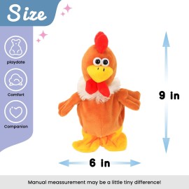 Hopearl Talking Chicken Repeats What You Say Walking Chick Electric Interactive Animated Toy Speaking Plush Buddy Gifts for Toddlers Birthday, 9\'\'