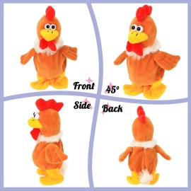 Hopearl Talking Chicken Repeats What You Say Walking Chick Electric Interactive Animated Toy Speaking Plush Buddy Gifts for Toddlers Birthday, 9\'\'