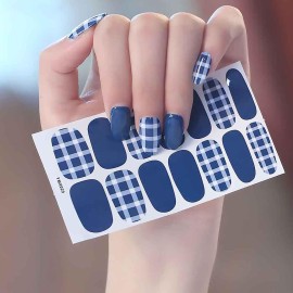SILPECWEE 30 Sheets Plaid Nail Polish Strips Full Nail Wraps Self Adhesive Nail Polish Stickers for Women Nail Strips Real Nail Polish Nail Art Accessories with 1pc Nail File