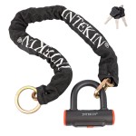 INTEKIN Motorcycle Chain Lock 3.3FT/100cm Bicycle Locks 8mm/10mm Thick Bike Lock Anti Theft Heavy Duty Security Chain with 16mm U-Lock for Motorcycles, Gates, and More