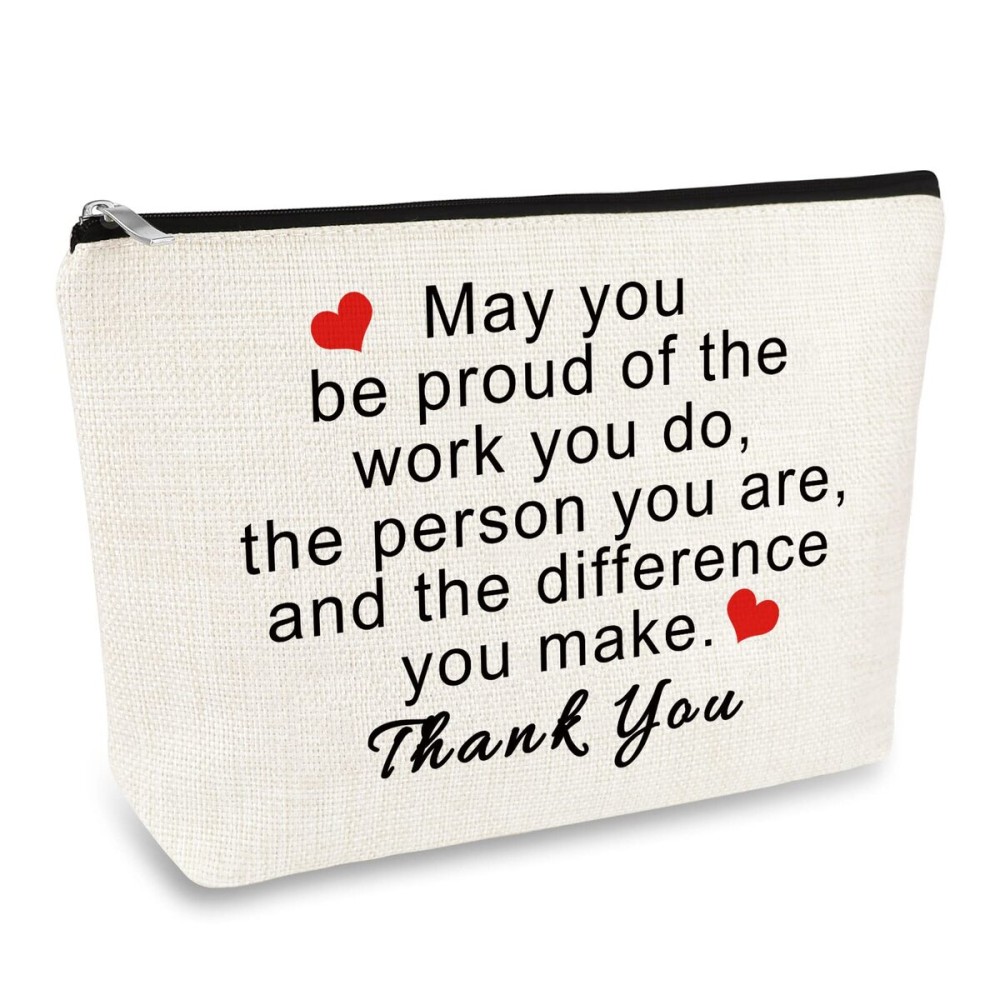 Thank You Gifts for Women Social Worker Makeup Bag Inspirational Gifts for Friends Colleague Coworker Employee Appreciation Gift for Nurse Mentor Teacher Thanksgiving Birthday Gift Cosmetic Bag Pouch