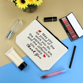 Thank You Gifts for Women Social Worker Makeup Bag Inspirational Gifts for Friends Colleague Coworker Employee Appreciation Gift for Nurse Mentor Teacher Thanksgiving Birthday Gift Cosmetic Bag Pouch
