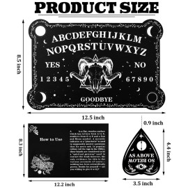 Threan Pendulum Dowsing Divination Board with Amethyst Set Wooden Spirit Talking Board Metaphysical Message Crystal Pendulum Necklace with Planchette for Wiccan Supply(Ram Skull Style)