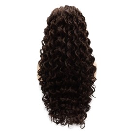 LUSHY BEAUTY Hair Synthetic Lace Front Wig Curly Long 26inch Two Tone Brown Mix Heavy Density Realistic Wig
